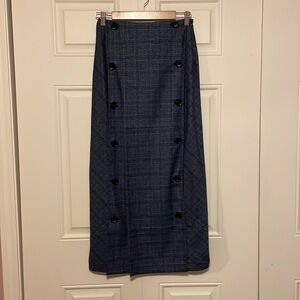 Midi Blue Plaid Skirt Size XS